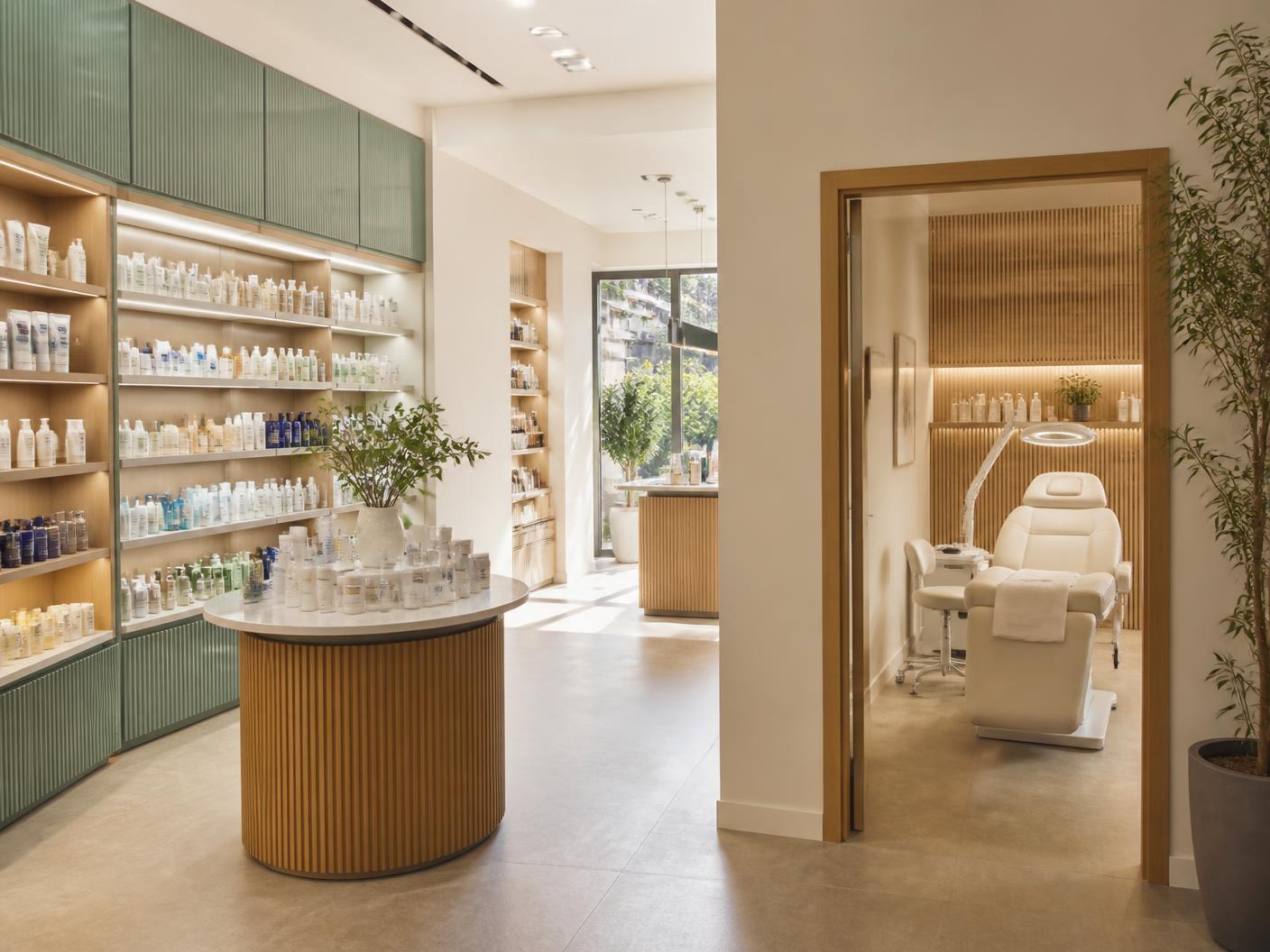 Farmacista che consiglia una cliente al banco del reparto dermocosmetico